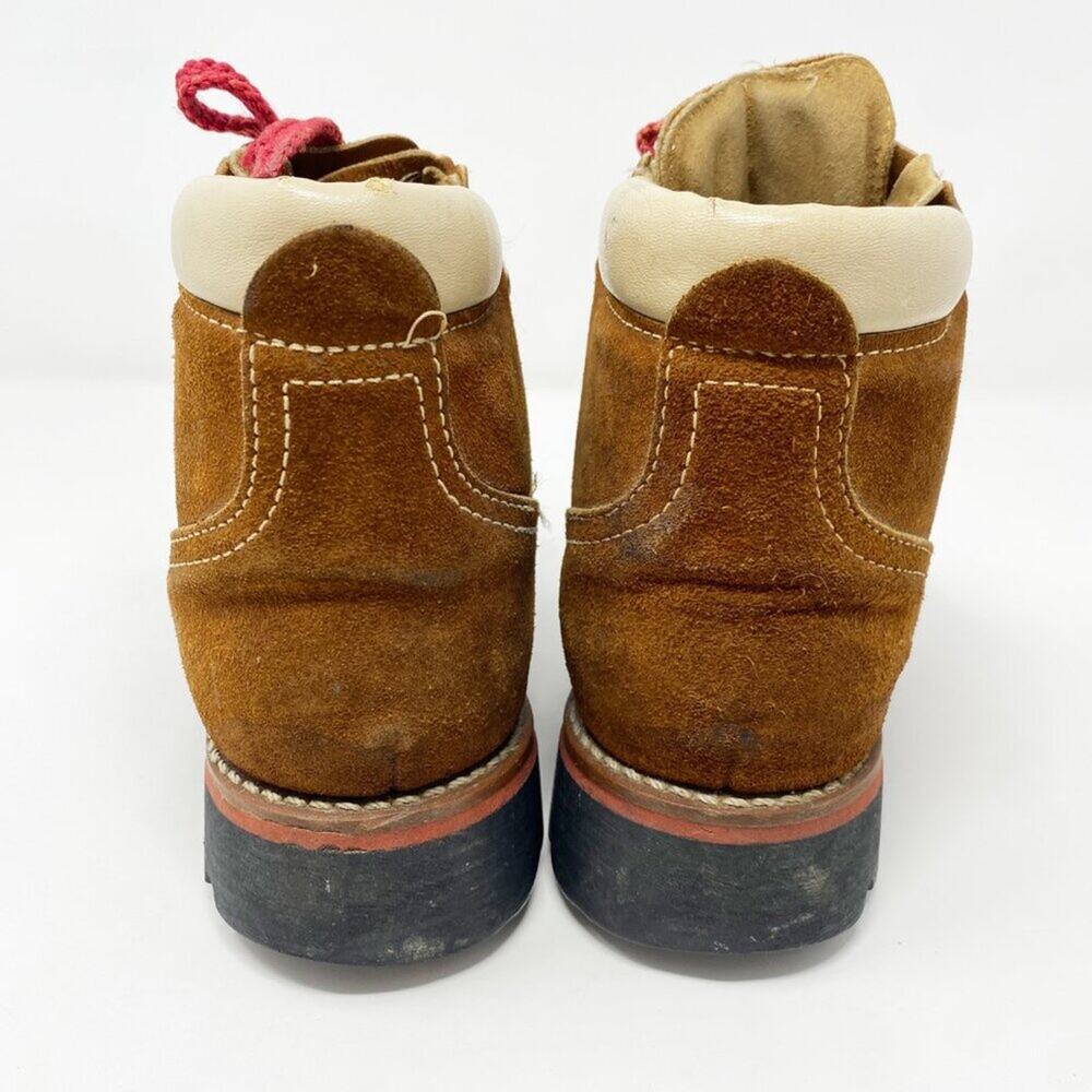 Vintage Unbranded Brown Suede Mountaineer Boots Lace Up Size 6.5 Vibram Soles - Picture 4 of 8
